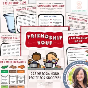 Friendship Soup Activity for Kids PDF Worksheets | Social Skills for Elementary & Middle School Students | SEL Lesson for School Counseling