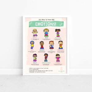 Kids Feelings & Emotions Chart | Feelings Chart PDF DOWNLOAD | Feelings Poster Printable for Kids | Classroom Decor | For Preschool Toddlers