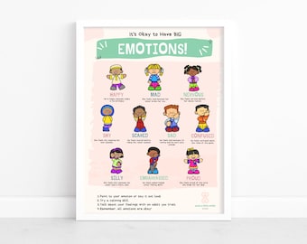 Quadro de Sentimentos e Emoções Infantis | Quadro de Sentimentos em PDF para DOWNLOAD | Cartaz de Sentimentos para Imprimir para Crianças | Decoração de Sala de Aula | Para Crianças em Idade Pré-Escolar