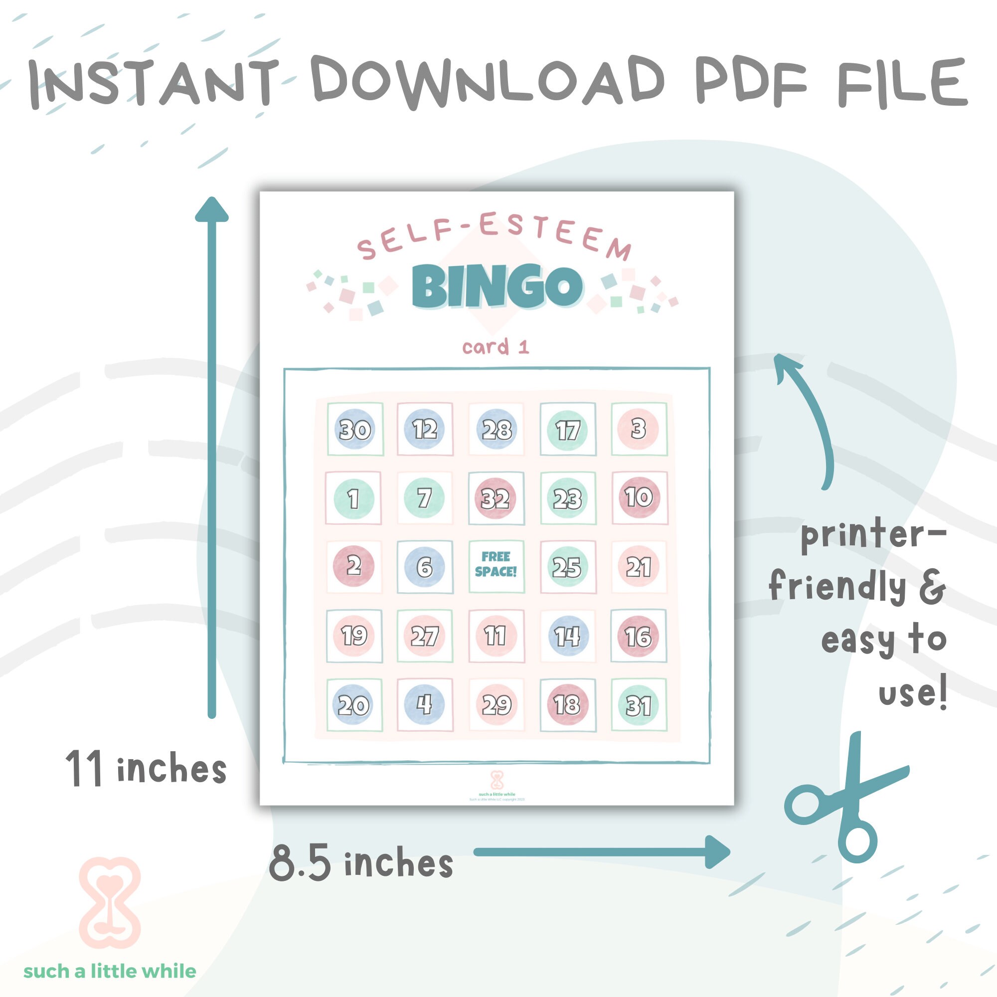 Self-esteem Bingo Game Printable PDF for Elementary &amp; Middle School SEL ...