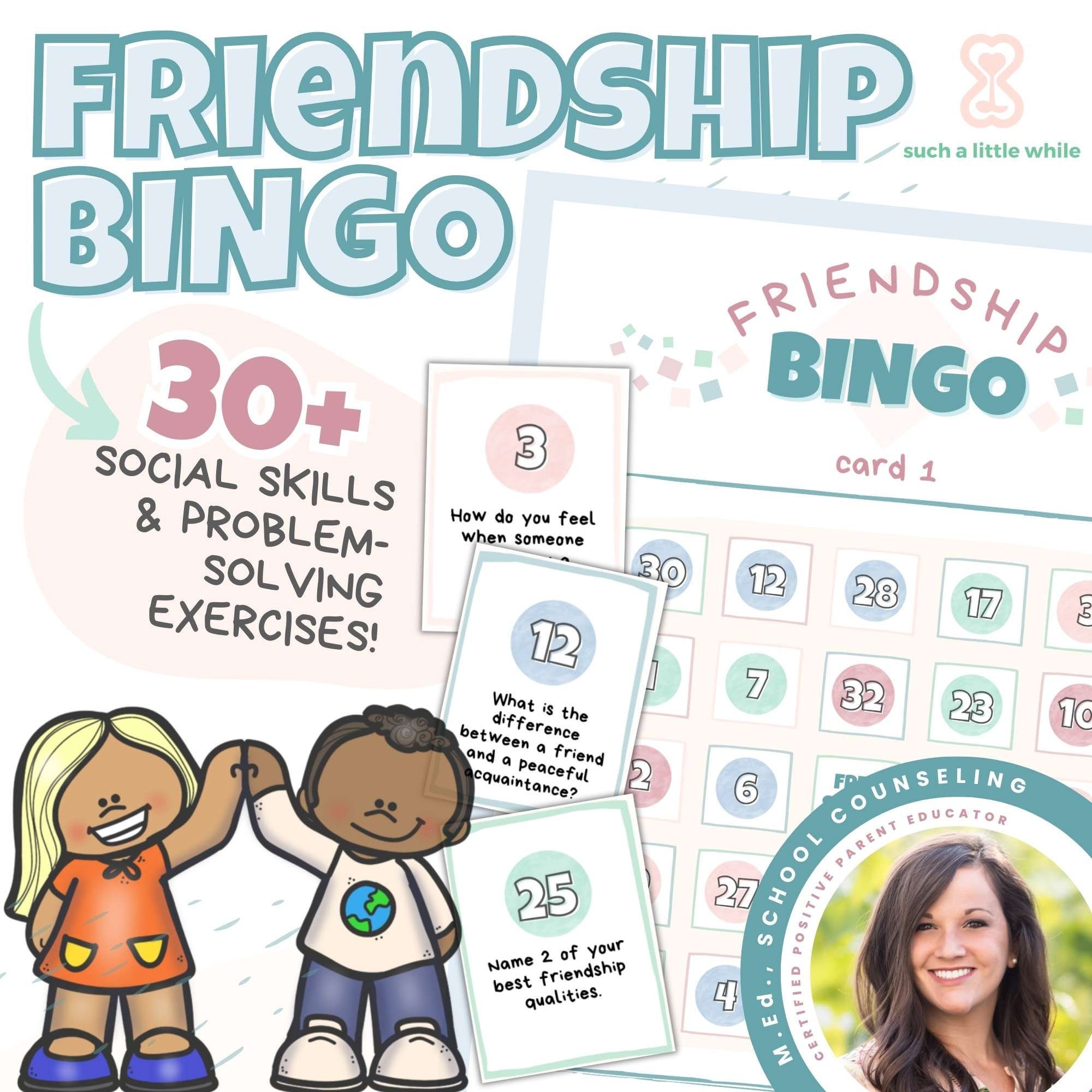 Friendship BINGO Social Skills Game for Kids (Printable PDF) | Social-Emotional Learning (SEL) Game Elementary & Middle School Students