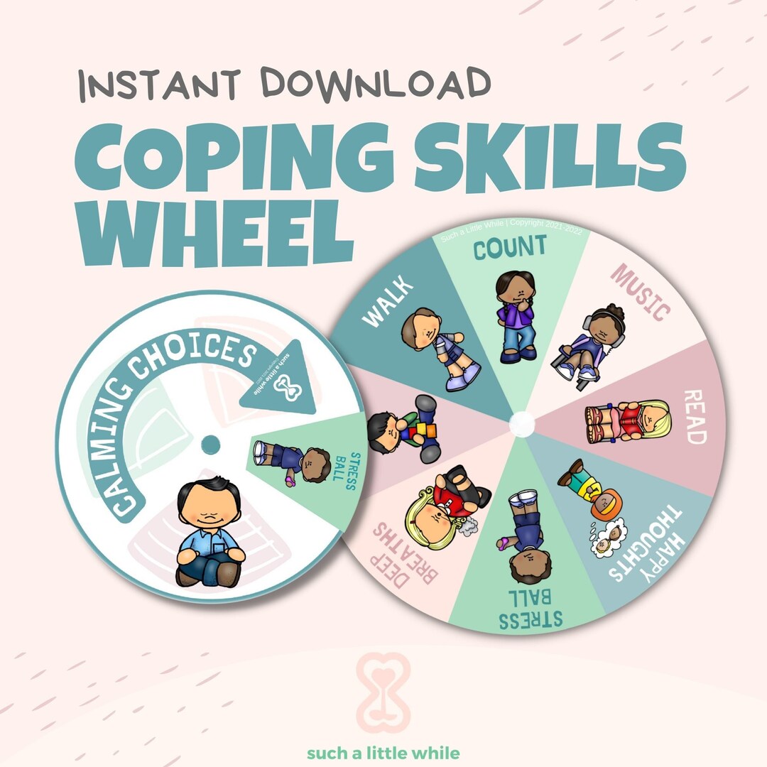 Coping Skills Wheel for Kids Anxiety Relief Mental Health Therapy Tools
