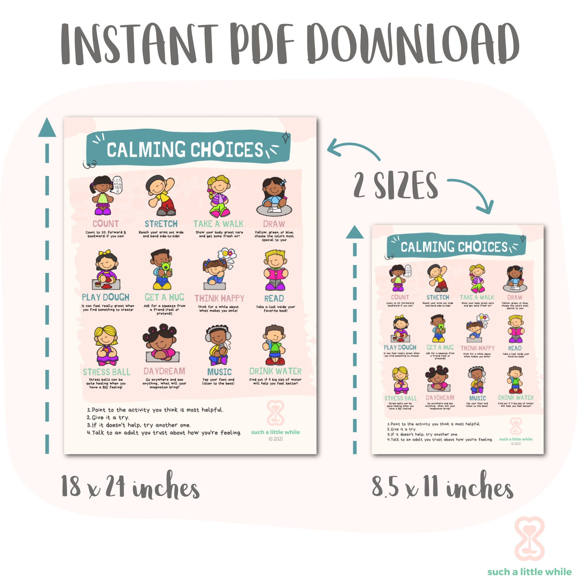 Calming Poster PRINTABLE | Calming Strategies for Kids | Calm Down ...