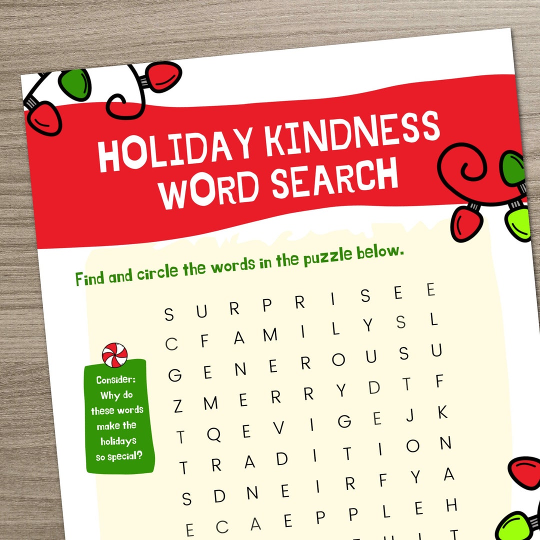 Christmas Word Search for Kids Printable PDF Easy Holiday Word Search Christmas Printable