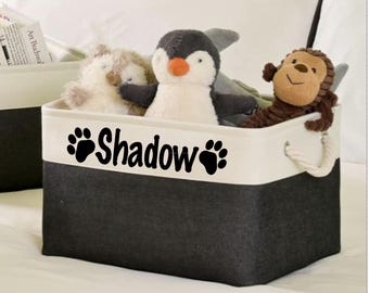 Personalized Dog Toy Basket: Black and White Pet Storage Bin