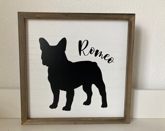 Personalized Dog Breed Silhouette Sign: 12" Wood Frame