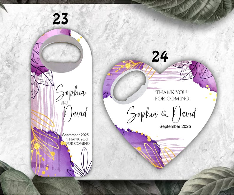 Tropical themed wedding favors, Eucalyptus themed bottle openers, Customizable Magnets image 5