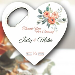Customizable Wedding Gift, Cap Opener Magnets, Wedding Favor, Wedding Thank You Favor, Custom Wedding Favor, Personalized Bottle Opener