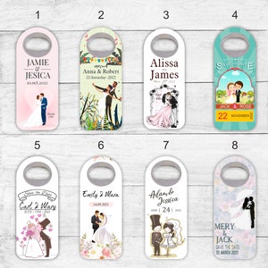 Customizable Wedding Gift, Cap Opener Magnets, Wedding Favor, Custom Wedding Favor, save the date bottle opener, bride and groom themed