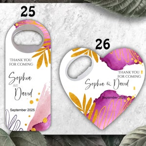 Tropical themed wedding favors, Eucalyptus themed bottle openers, Customizable Magnets image 6