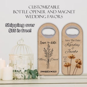 Faveurs de mariage personnalisées, aimant ouvre-bouteille, conception personnalisée pouvant être réalisée en aimants