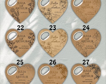 Customizable wedding favors, bottle opener magnets, customized designs