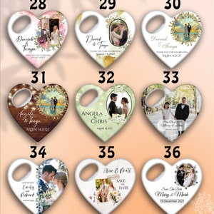 Customizable wedding favors, bottle opener magnets, customized designs