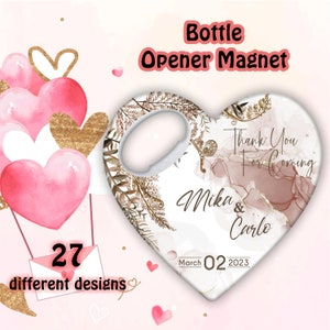 Customizable wedding favors , bottle opener magnet, save the date, Guest Favours