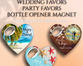 Sea star themed, Customizable Wedding Gift, Cap Opener Magnets, Wedding Thank You Favor, Personalized Bottle Opener, travel themed