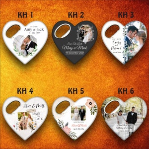 Personalized photo wedding favors, bottle opener magnet