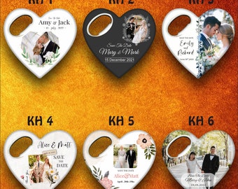 Personalized photo wedding favors, bottle opener magnet