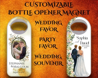 Customizable Wedding Souvenirs, Wedding favors, Photo Souvenir, Photo Bottle opener magnet