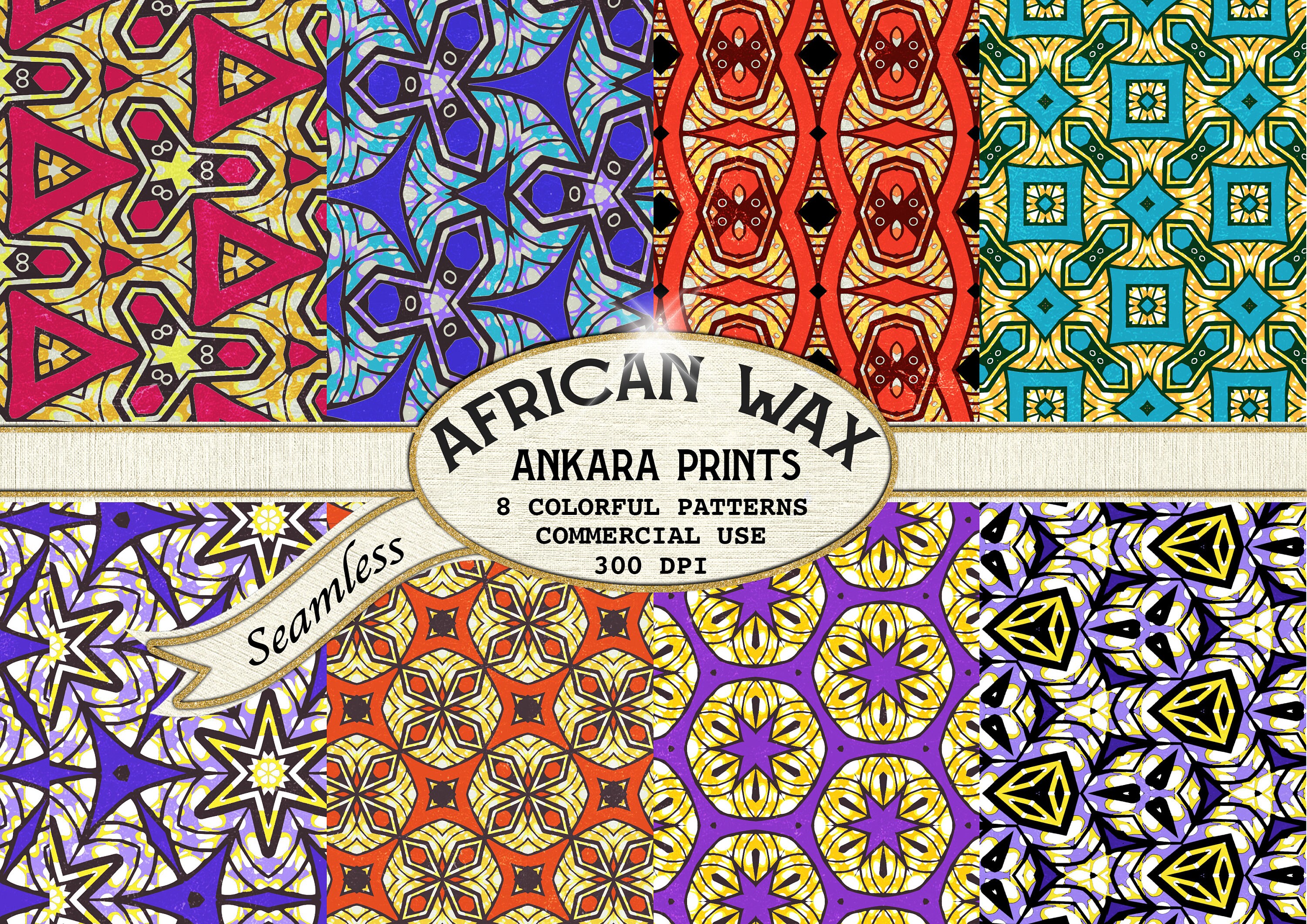 Vintage African Prints, Seamless Colourful Patterns for  display picture 1