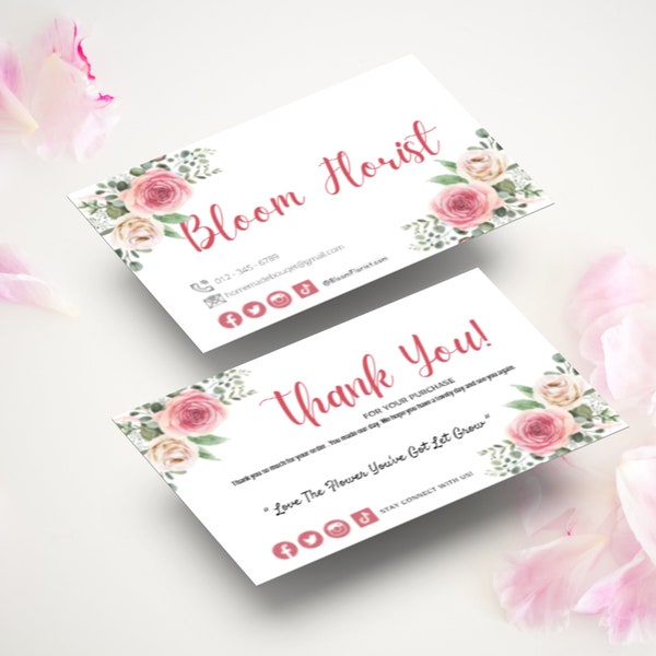 Canva Business Card Template, Thank You Card Template, Floral Business Card, DIY Business Card, Instant Download