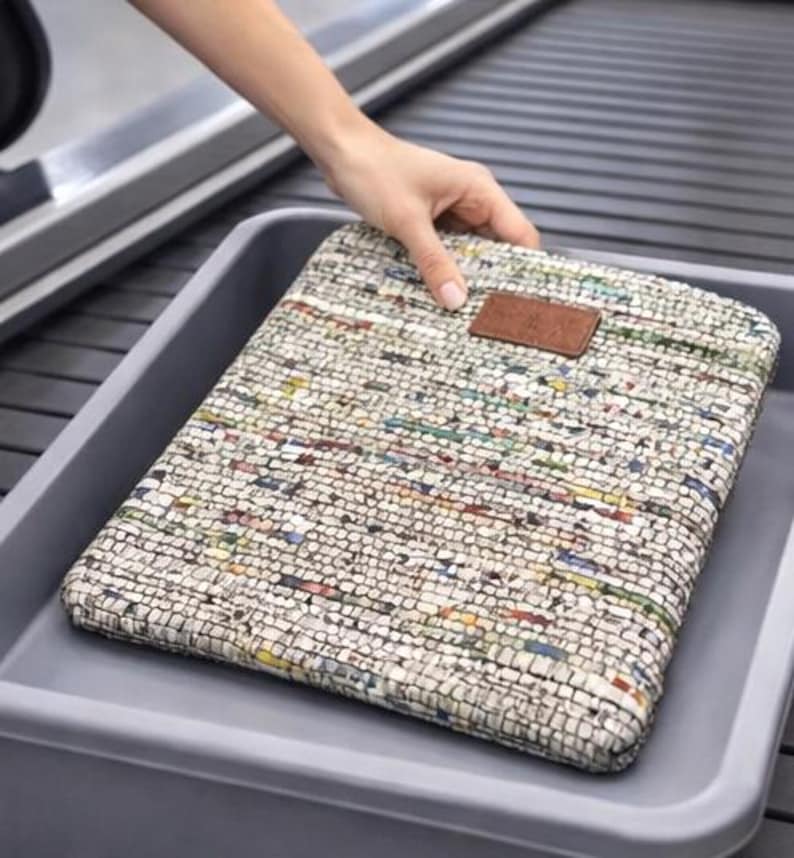 Handcrafted Laptop and Tablet Sleeve: Unique Upcycled newspaper case ipads Macbooks Multiple sizes image 9
