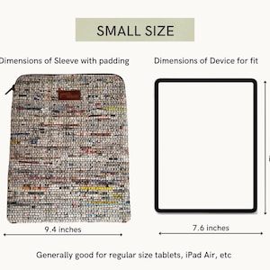 Handcrafted Laptop and Tablet Sleeve: Unique Upcycled newspaper case ipads Macbooks Multiple sizes SMALL