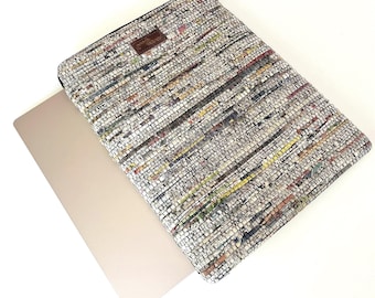 Handcrafted Laptop and Tablet Sleeve: Unique Upcycled newspaper case ipads Macbooks Multiple sizes
