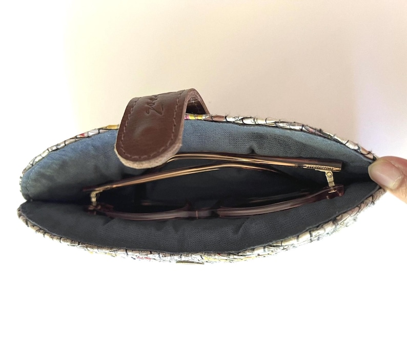 Artisanal Glasses Sunglasses Case: Unique Newspaper print padded case Multiple sizes image 4