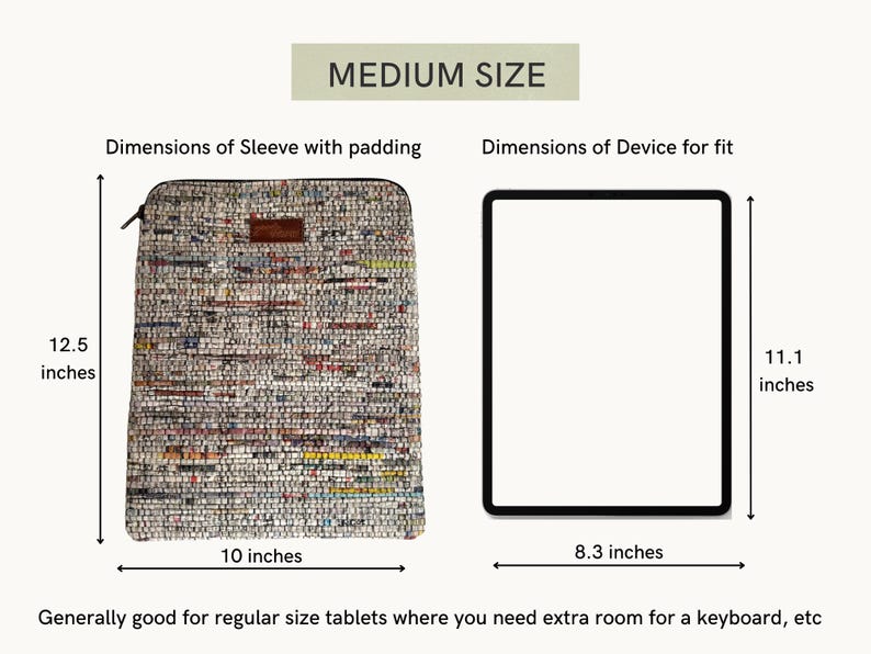 Handcrafted Laptop and Tablet Sleeve: Unique Upcycled newspaper case ipads Macbooks Multiple sizes MEDIUM
