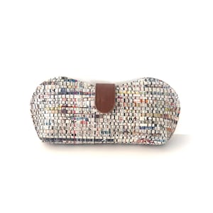 upcycled glasses case newspaper print