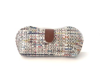 Artisanal Glasses Sunglasses Case: Unique Newspaper print padded case Multiple sizes