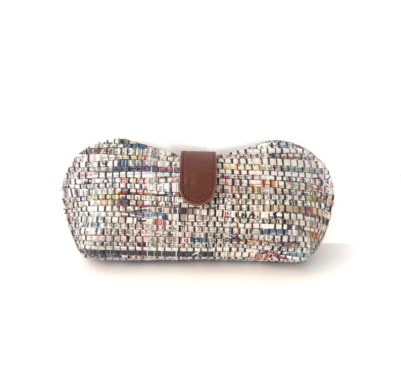 upcycled glasses case newspaper print