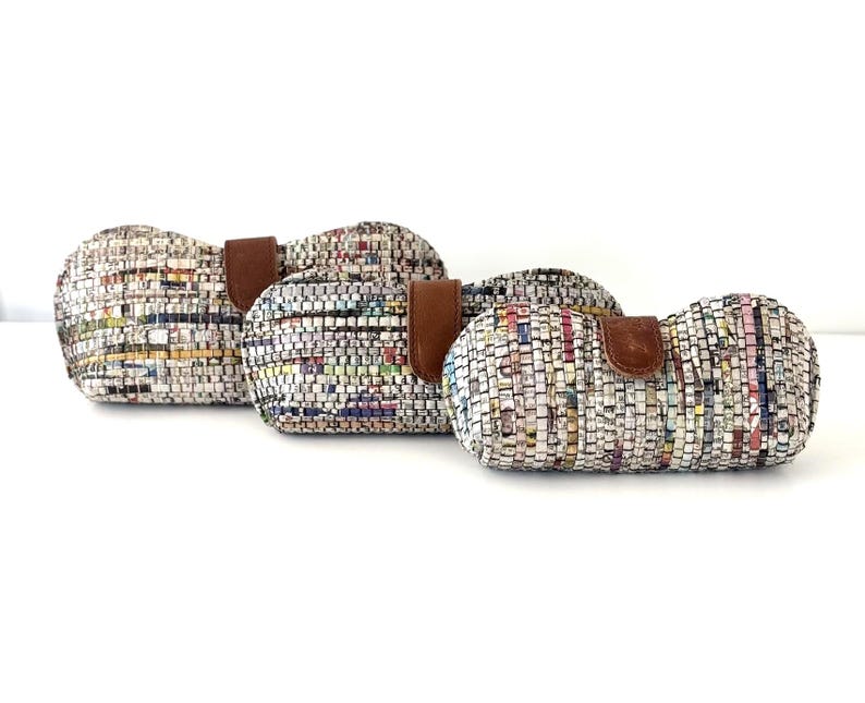 Artisanal Glasses Sunglasses Case: Unique Newspaper print padded case Multiple sizes image 2
