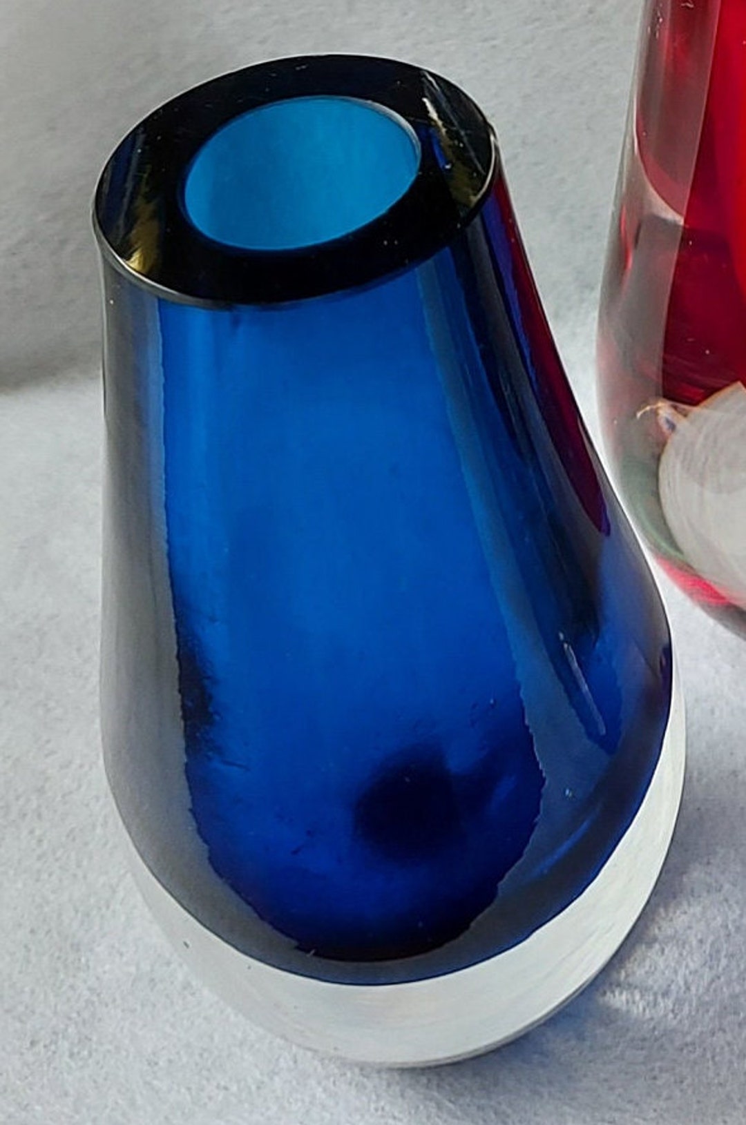 Deep Blue Teardrop Glass Vase Etsy