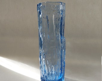cobalt blue bark effect glass vase