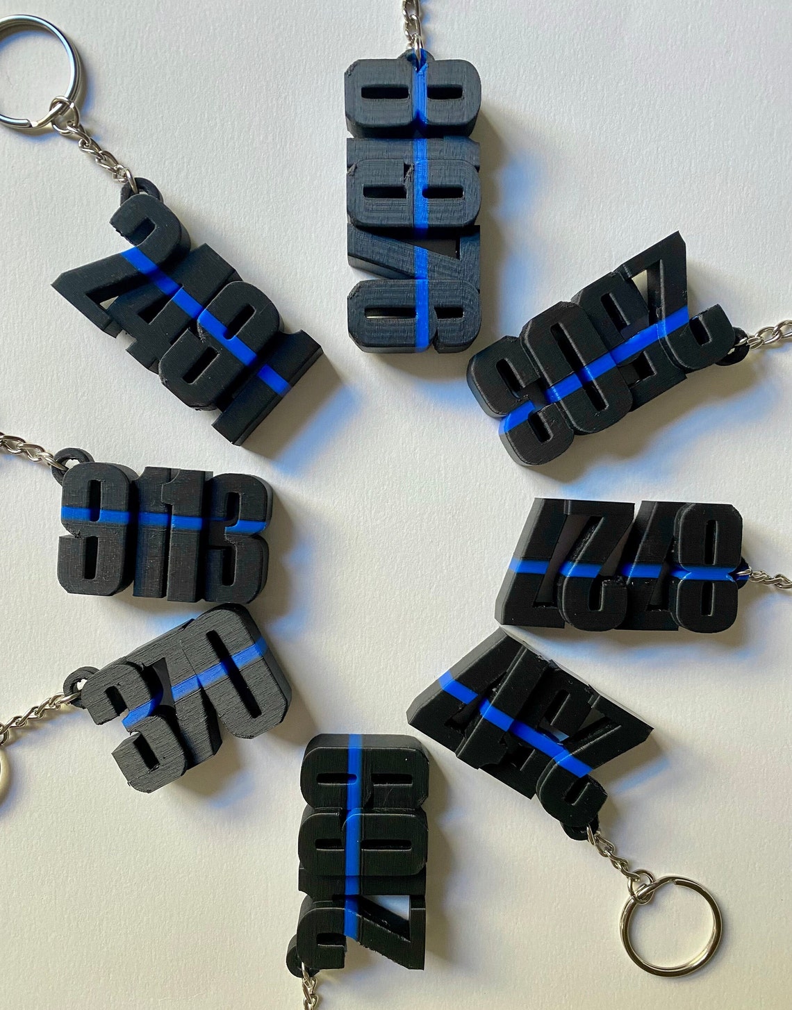 Thin Blue Line Keychain Any Name or Force/collar Number. Etsy