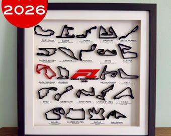 F1 2026 - Colección de pistas enmarcadas con colores personalizables para la temporada 2026.