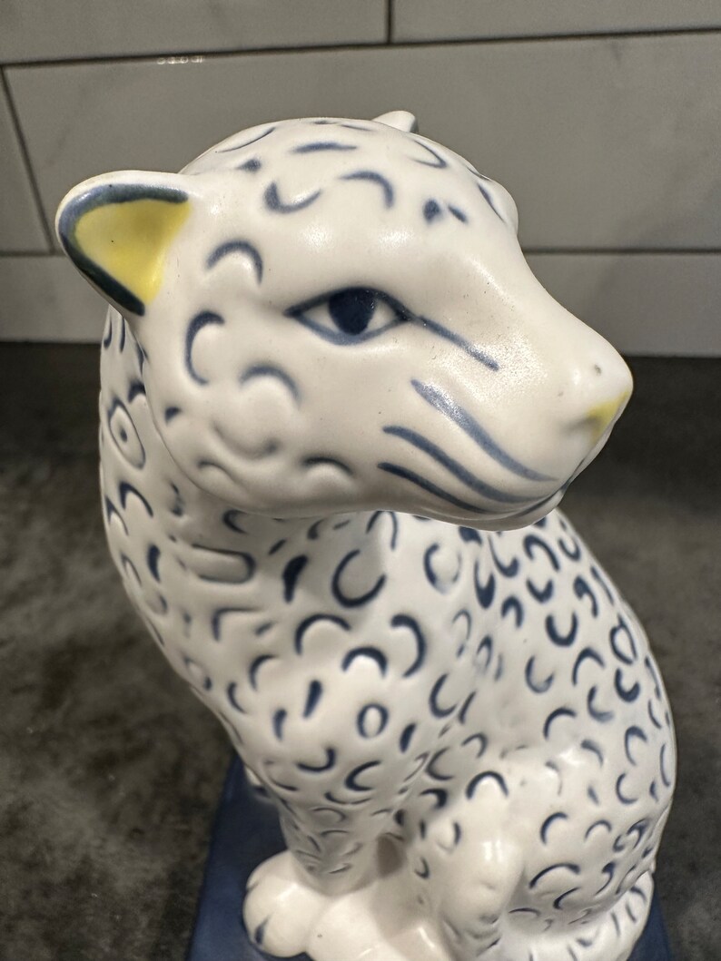 Leopard OPALHOUSE Bookend Single Blue White Ceramic Big Cat Figurine Etsy