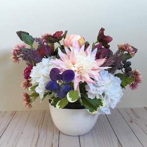 Faux floral arrangement; Lush artificial garden arrangement