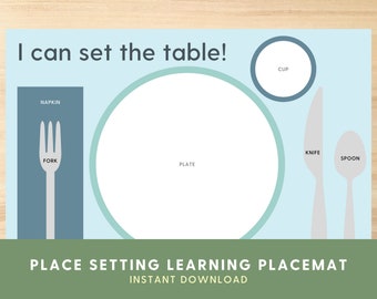 Super Simple Place Setting Learning Placemat | Early Learning Tools | Kids Placemat | Life Skills for Kids