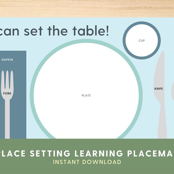 Super Simple Place Setting Learning Placemat | Early Learning Tools | Kids Placemat | Life Skills for Kids