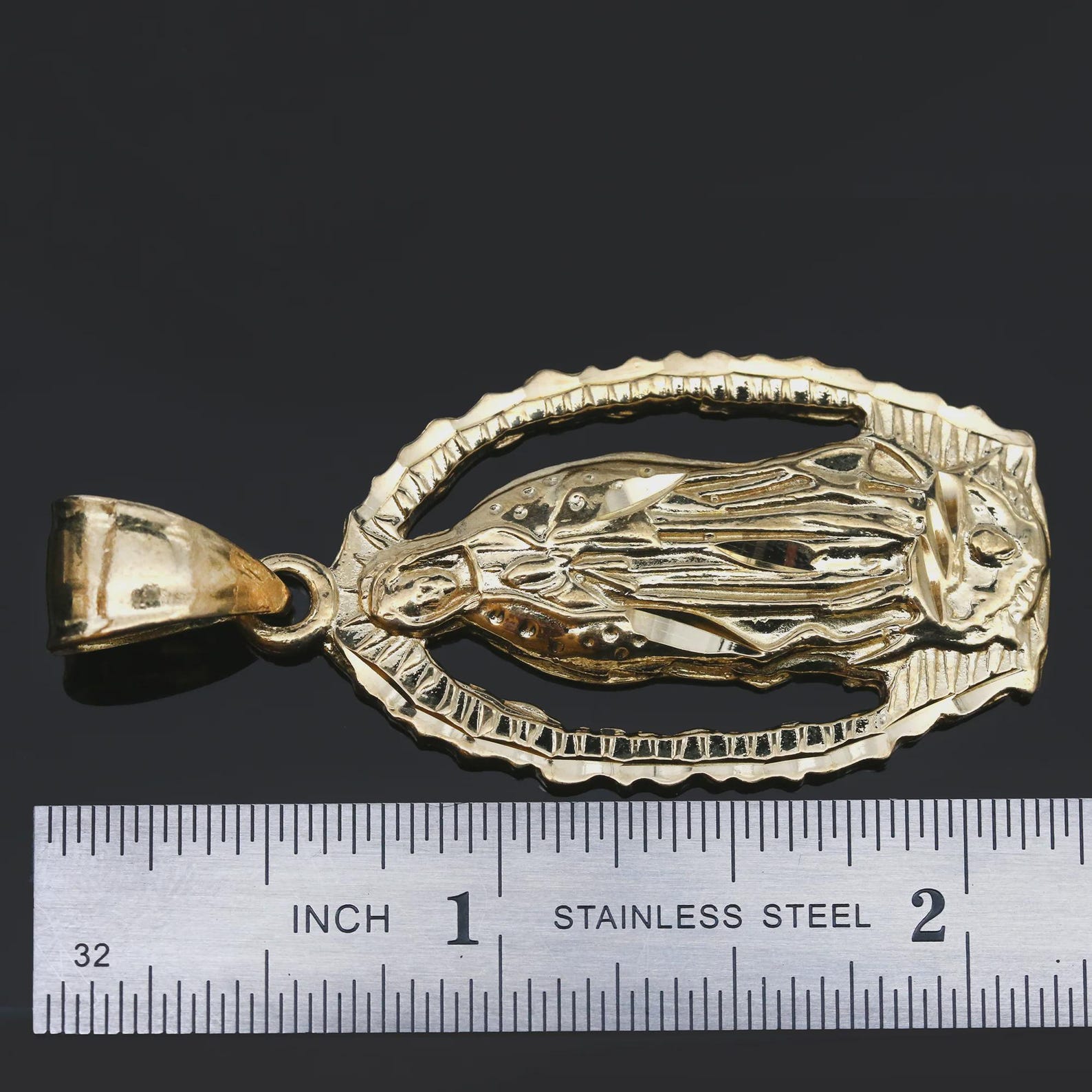 Large 14K Gold Guadalupe Pendant Necklace Virgen De Guadalupe - Etsy
