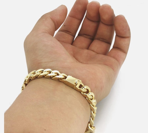 Mens 14k Gold 8mm Chunky Dome 8.5" Inch Cuban Bracelet