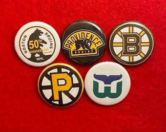 Botones de los Boston Bruins – Juego de imanes de hockey de Nueva Inglaterra