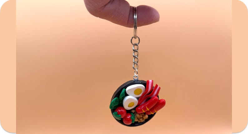 Mini Breakfast Plate Keychain – Handmade Polymer Clay Food Charm - Etsy