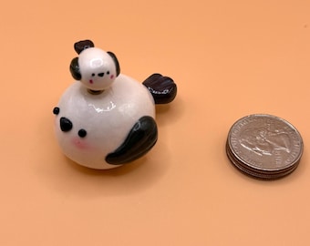 Desktop fidget buddy Decor – Handmade Polymer Clay Animal - spinning bird