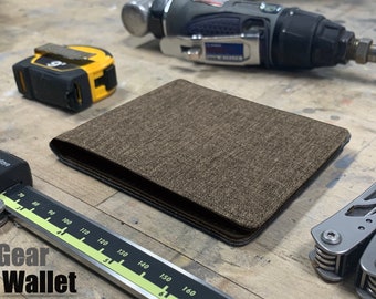 Slim Brown Canvas Bifold Wallet, RFID Blocking, ID Window