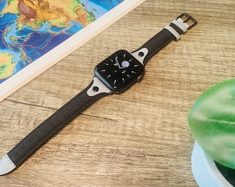 Womens Slim Canvas Apple Watch Strap, Vegan Leather Band