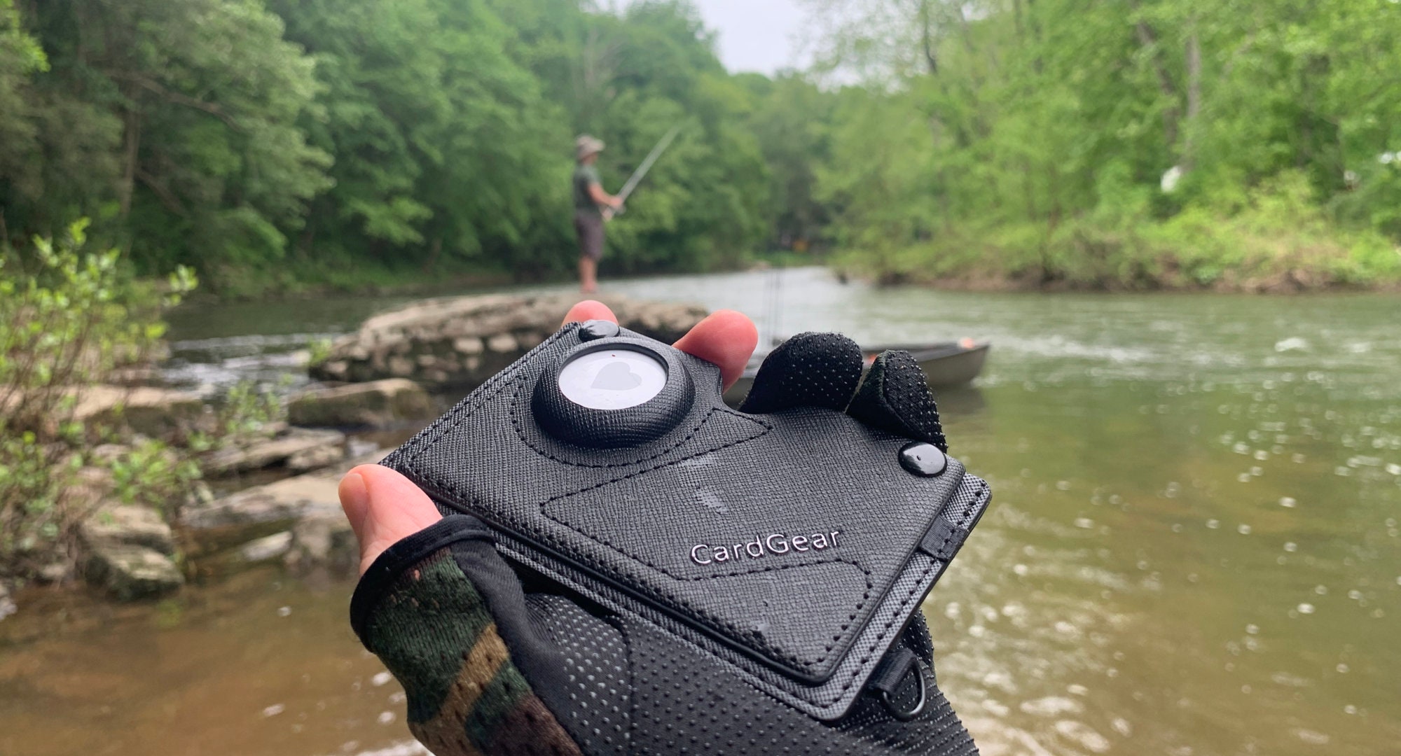 RFID Blocking AirTag Wallet, Vegan Leather Money Clip, Key Slot