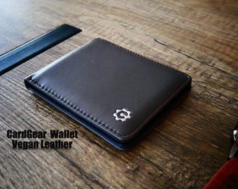Slim Vegan Leather Bifold Wallet, Brown RFID Blocking